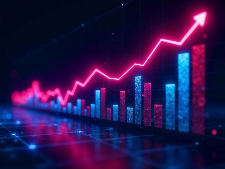 futuristic business growth chart with light effects